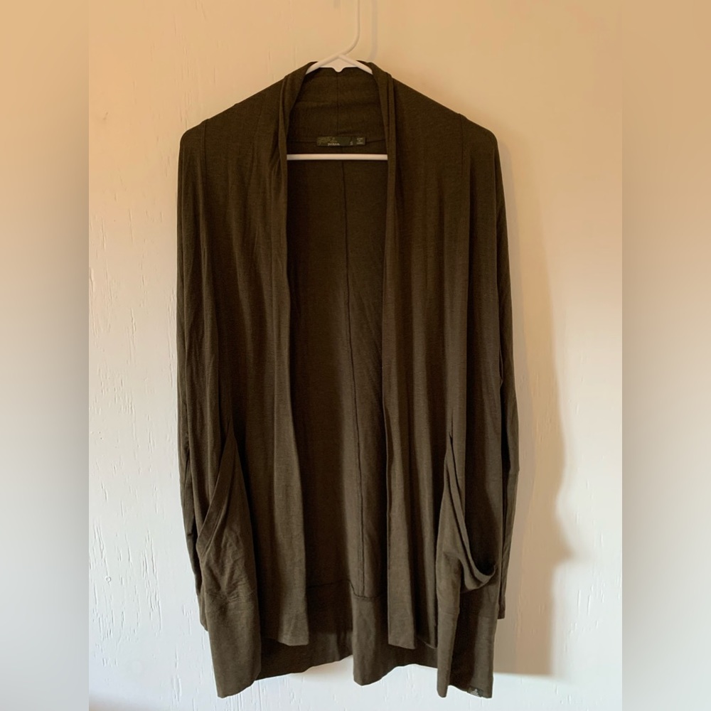 Prana women’s sweater. Size small, olive green.